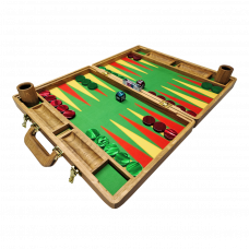 GAMBLICON Luxury Backgammon Board Set "Classic" Mod. - (22", Oak Wood, Field "Casino Style", Vintage Cover)