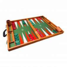 GAMBLICON Luxury Backgammon Board Set "Patriot" Mod. - (22 3/4", Mahogany Wood, Deep Green Cover)