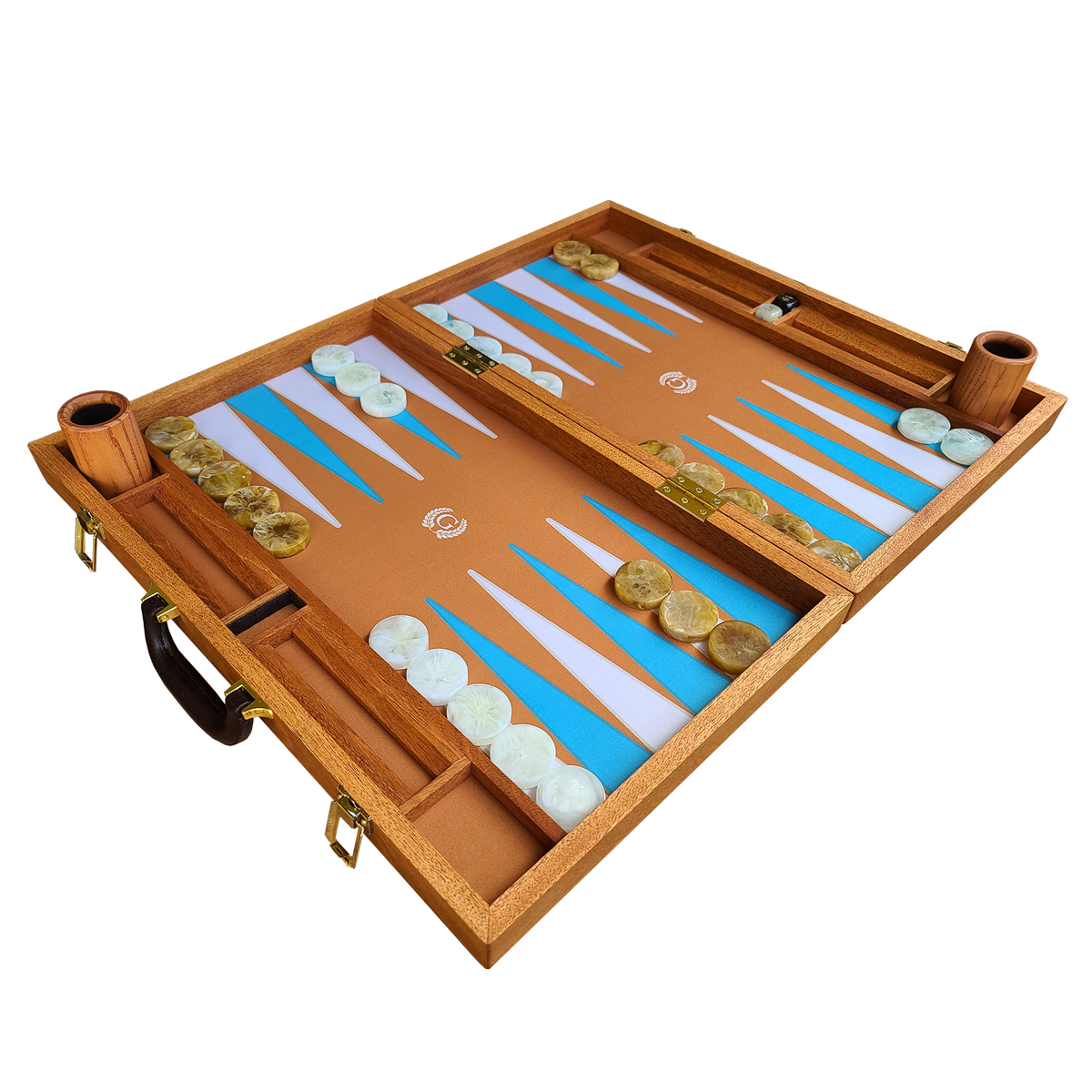 GAMBLICON Luxury Backgammon Board Set "Patriot" Mod. - (22 3/4", Mahogany Wood, Brown Cover)